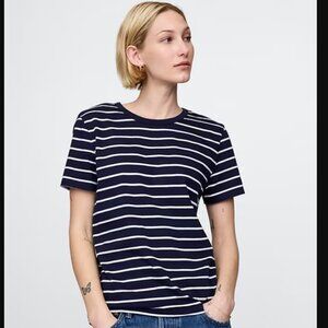GAP Navy & White Stripe Organic Cotton VintageSoft T-shirt - XXL Classic Fit